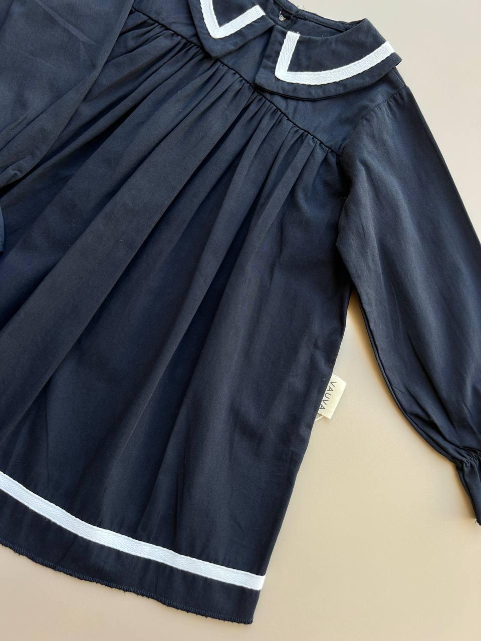 Navy Blue And white Dress - La Farandole Paris