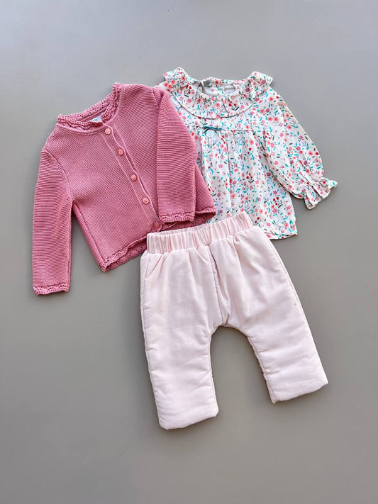 Pink Flower Winter Set 3 pcs