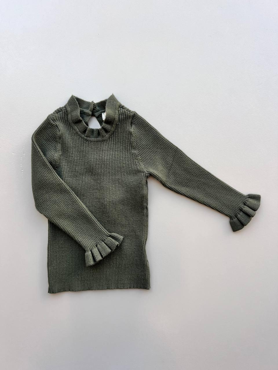 Olive Green wool Top - La Farandole Paris