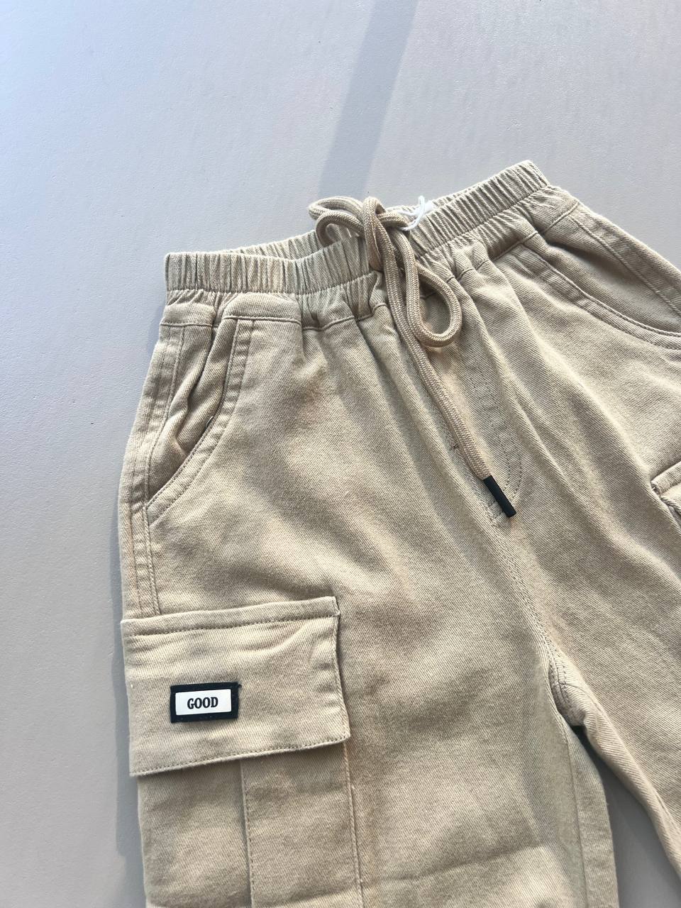 Beige Cargo Jeans