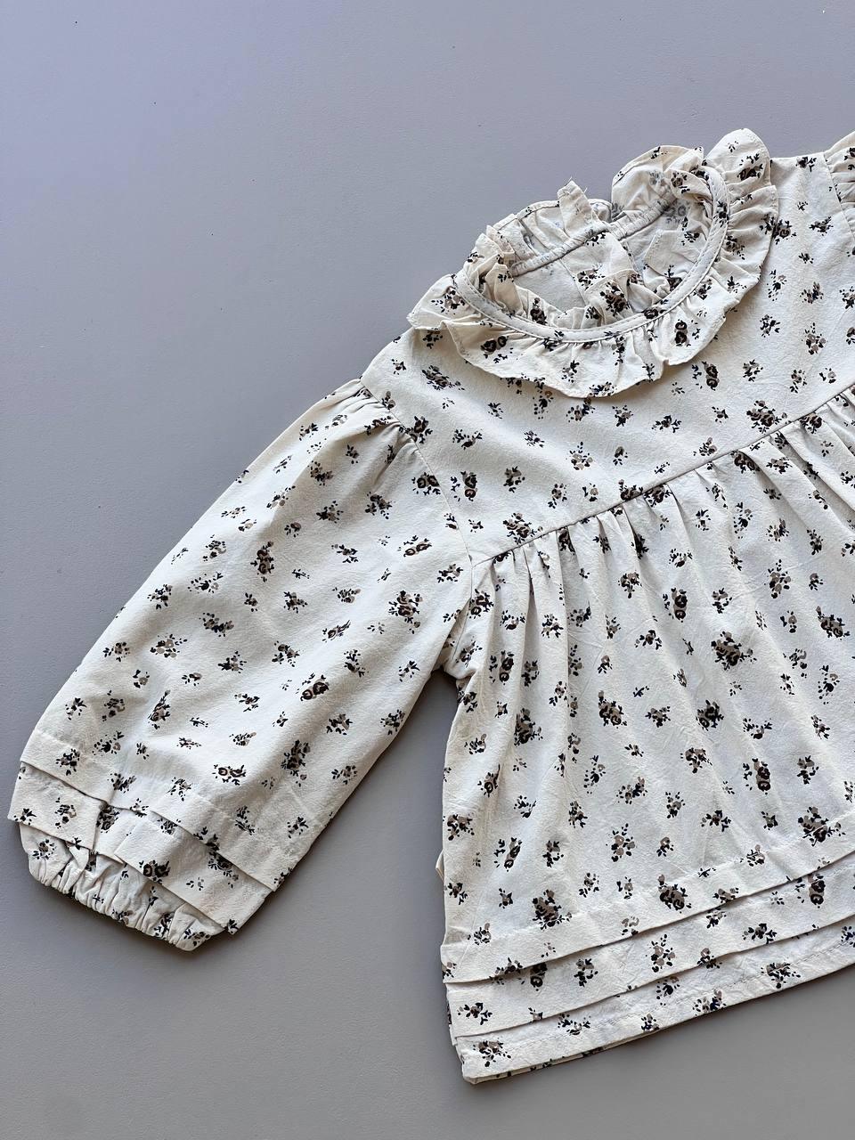 Beige Flowers Shirt - La Farandole Paris