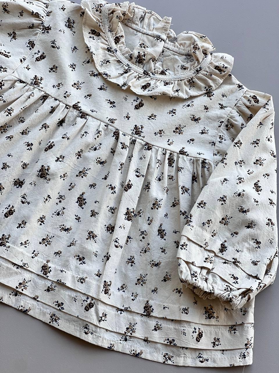 Beige Flowers Shirt - La Farandole Paris
