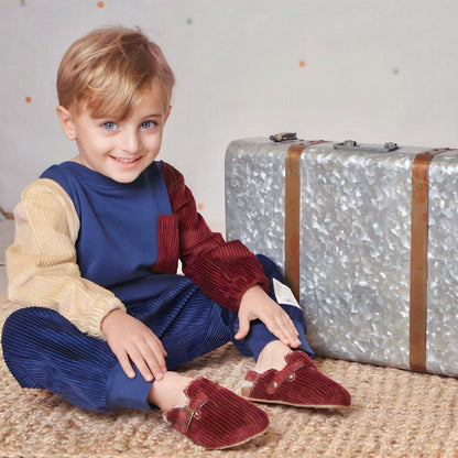Burgundy Velvet Shoes - La Farandole Paris