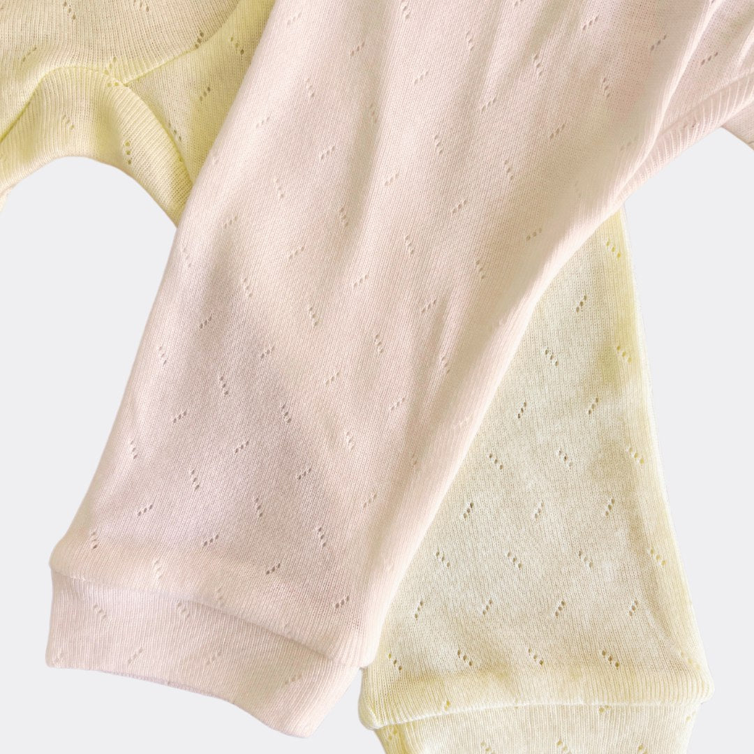 Yellow And White Organic Cotton Pant Pack Of 2 Pieces