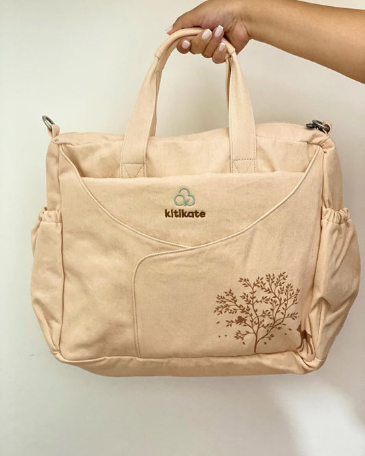 Beige Jumbo Canvas Diapers Bag