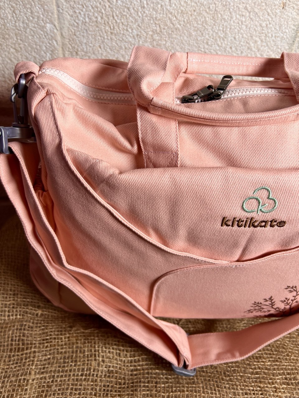 Pink Jumbo Canvas Diapers Bag