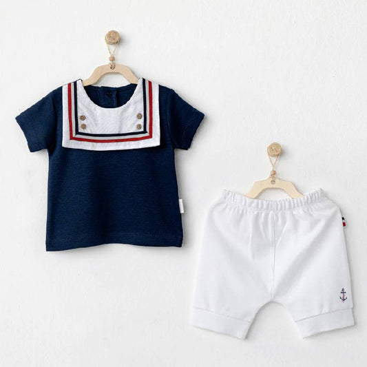 Navy Blue And White Sailor Set 2 Pcs