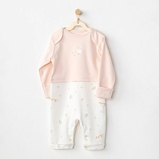 White And Pink Duck Overall