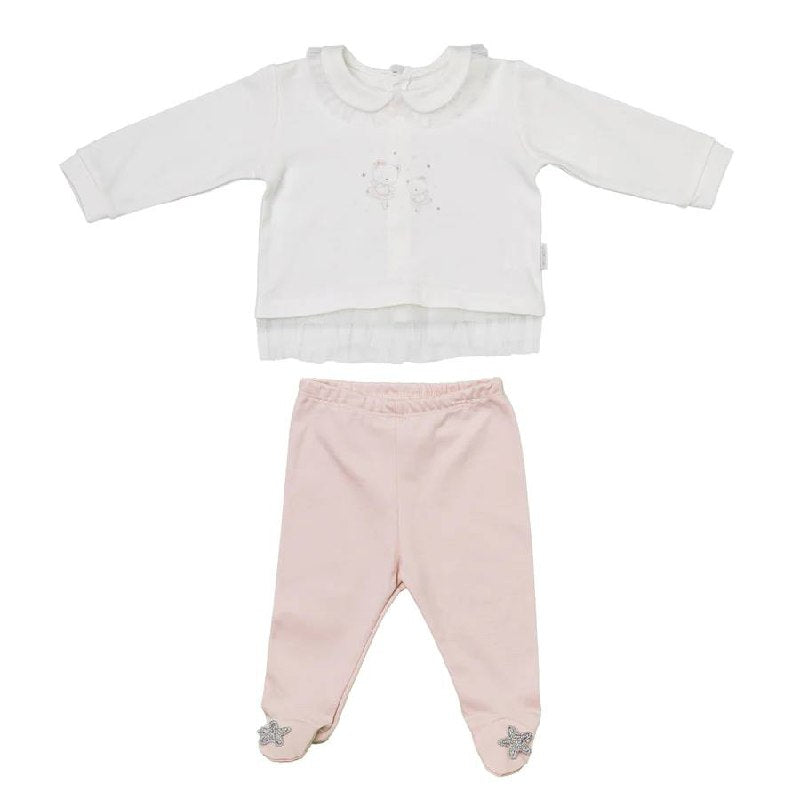 Whtie And Pink 100% Cotton Set 2 Pieces