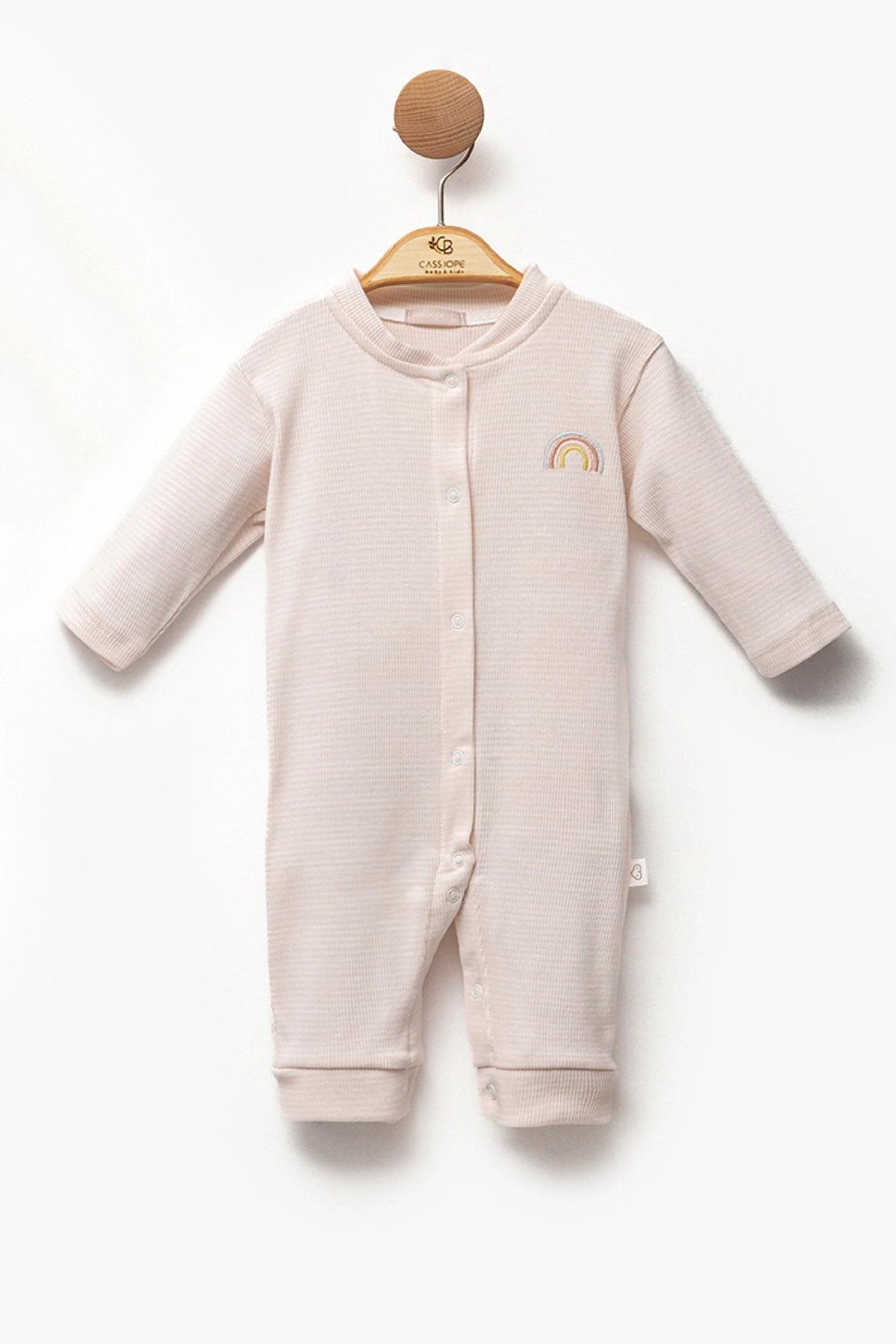 Pink Stripped Cotton Ribbed Overall - La Farandole Paris