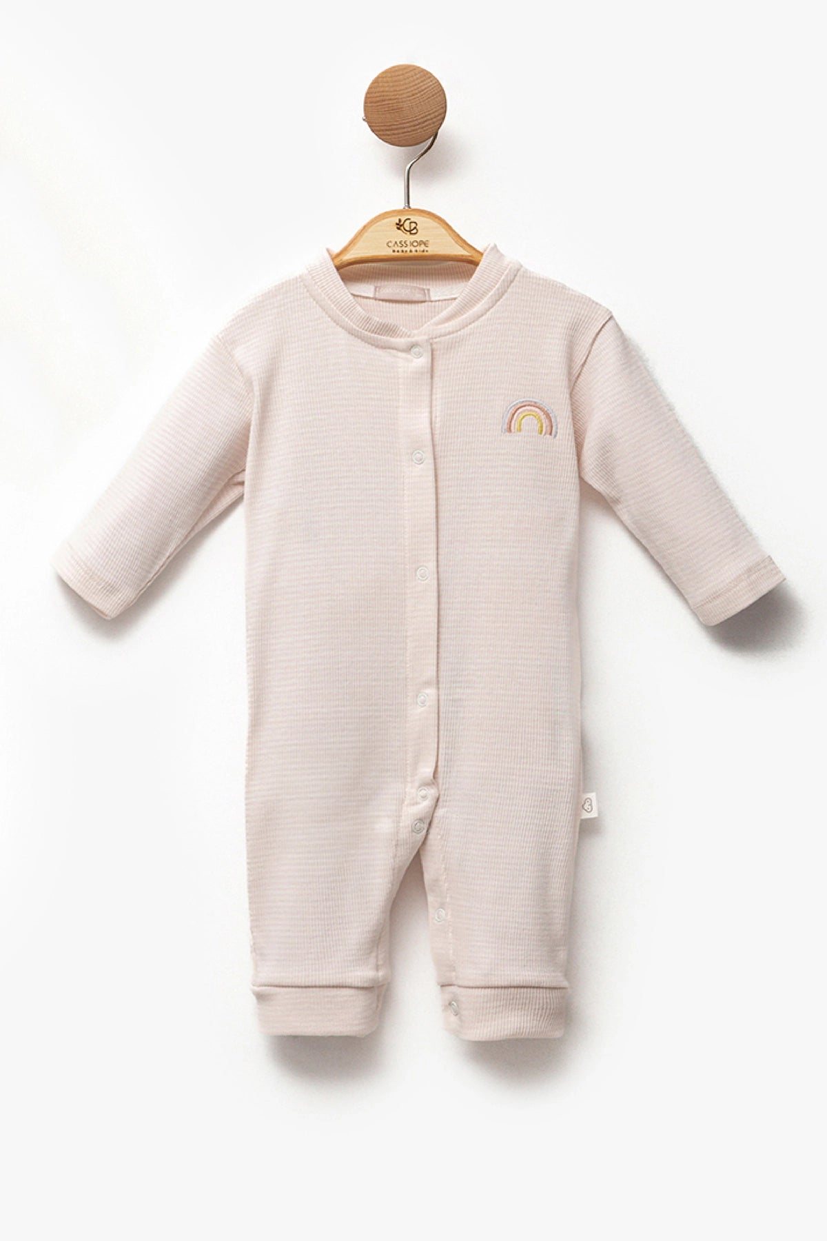 Pink Stripped Cotton Ribbed Overall